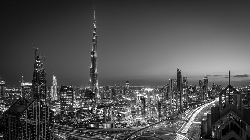 The Dubai Skyline (Black & White) by Dennis Wierenga