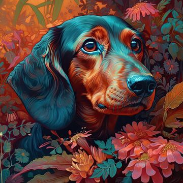  Hond Puppy In Kleur van ARTEO Schilderijen