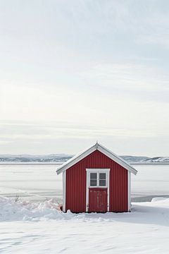Huis aan zee in de winter van fernlichtsicht