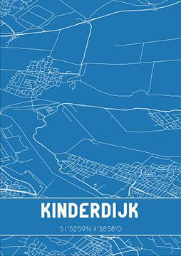 Blauwdruk | Landkaart | Kinderdijk (Zuid-Holland) van Rezona