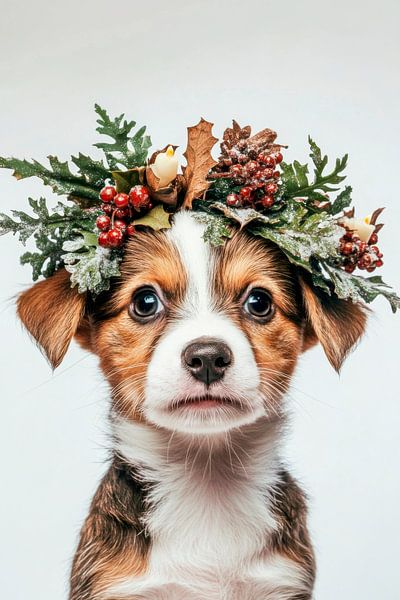 Dog with wreath by Poster Art Shop