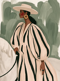 boho chic woman riding horse sur Art in color