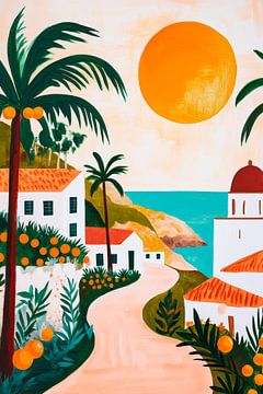 Coucher de soleil sur la côte méditerranéenne sur Poster Art Shop