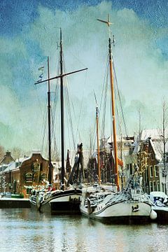 Sailboots in Winter van Annie Snel
