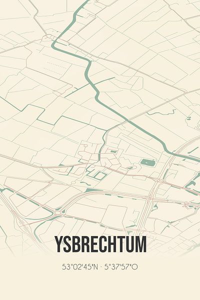 Vintage map of Ysbrechtum (Fryslan) by Prints of Place