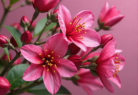 Rosa Blumen mit Knospen und Blättern von Markus Gann