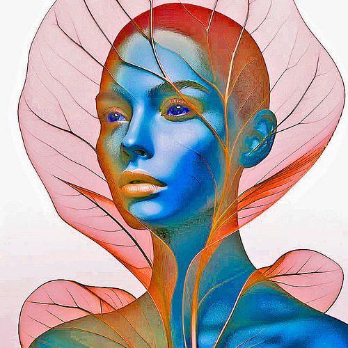 Portrait romantique avec des feuilles transparentes. ( 2 )