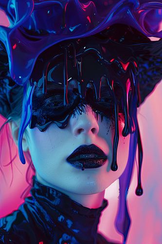 studioportret smeltende vrouw in paars