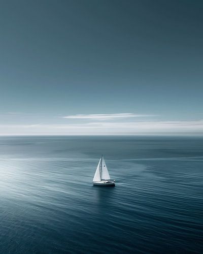 Calm ocean, lonely boat