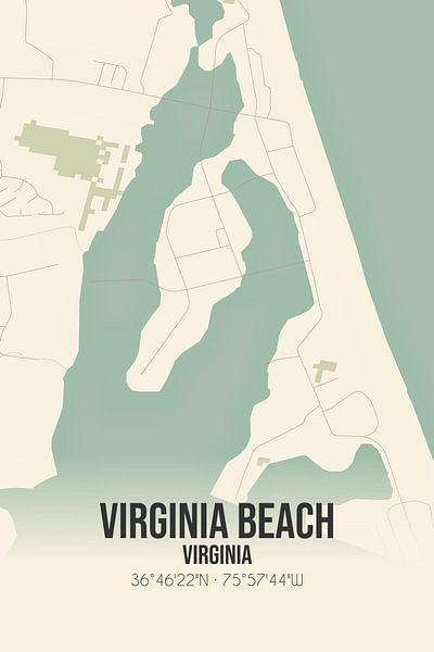 Vintage map of Virginia Beach (Virginia), USA. by Prints of Place