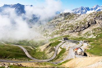 The road to the Col du Galibier through the clouds
