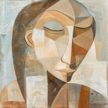Portret van een vrouw in pastelkleuren van Poster Art Shop