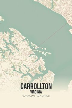 Vintage landkaart van Carrollton (Virginia), USA. van MijnStadsPoster