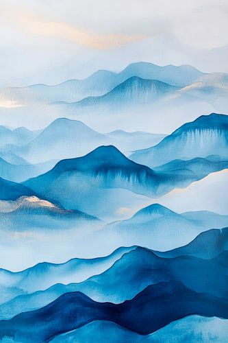 Berglandschap in zachte blauwe tinten