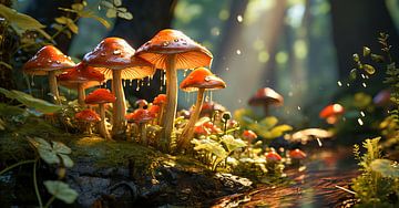 Des champignons poussent dans une forêt automnale sur Animaflora PicsStock