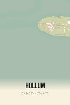 Vintage landkaart van Hollum (Fryslan) van Rezona