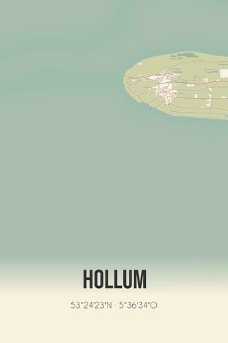 Vintage landkaart van Hollum (Fryslan)