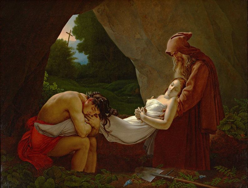 De begrafenis van Atala, Anne-Louis Girodet de Roussy-Trioson... van Meesterlijcke Meesters