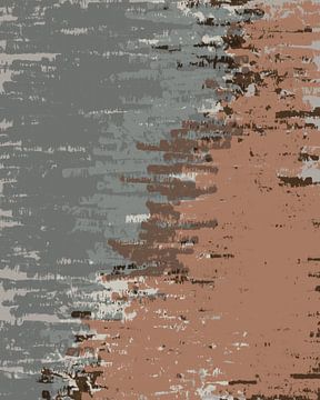 Penseelstreken in neutrale kleuren. Abstracte kunst in terra en grijs van Dina Dankers