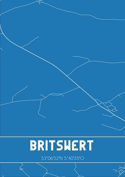 Blueprint | Map | Britswert (Fryslan) by Prints of Place