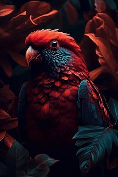 Red parrot by Digitale Schilderijen