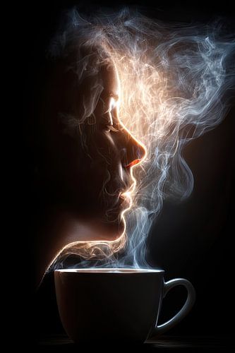 koffie of cappuccino abstract met vrouwspersoon