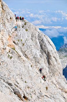 Climbers on Triglav, the highest peak in Slovenia