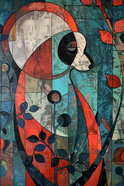 Kleurrijke abstracte panda met kubistische elementen van Art & Soul Creations