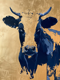 Friesische Kuh in Blau und Gold von Thea