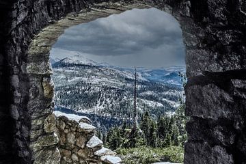 View of Yosemite valley in winter