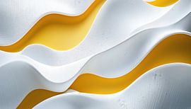 Shapes and waves modern yellow-white by TheXclusive Art