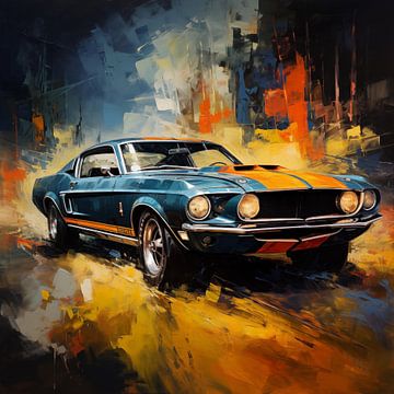Ford Mustang blau künstlerisch von TheXclusive Art