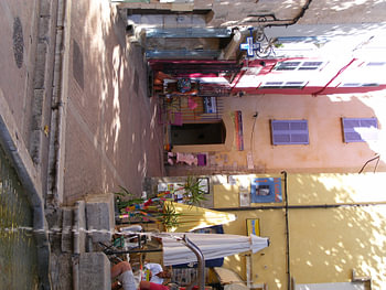 blue, yellow and pink