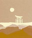Japanischer Sonnenaufgang mit Torii von Mad Dog Art Miniaturansicht