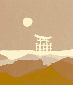 Japanischer Sonnenaufgang mit Torii