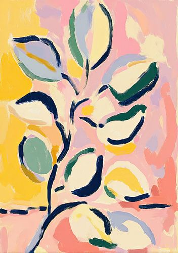 Abstracte botanica in pastelkleuren