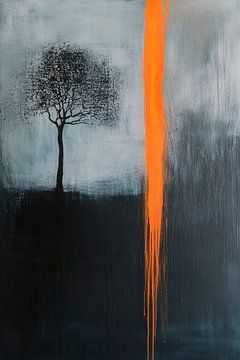 Arbre dans le brouillard - contraste de couleurs sur Poster Art Shop