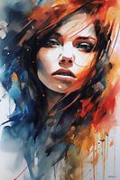 Abstract watercolour of a girl/woman.