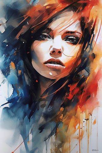 abstract aquarel van een meisje/vrouw.