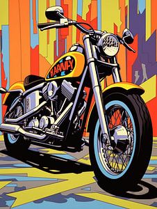 Motorrad stilisiert Pop Art Strahlen Hintergrund bunt dynamisch