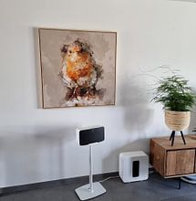 Kundenfoto: Portrait eines Rotkehlchens von Art by Jeronimo, auf leinwand
