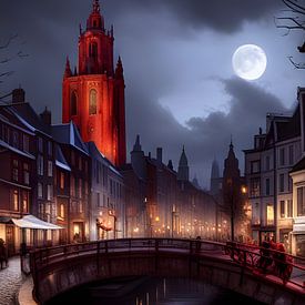 Utrecht at full moon by Colin van der Bel