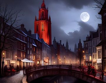 Utrecht at full moon by Colin van der Bel