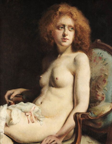 Virgilio Ripari- Sitting nude by finemasterpiece