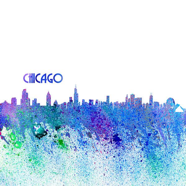 Chicago Michigan Skyline Silhouette Impressionistisch von Markus Bleichner