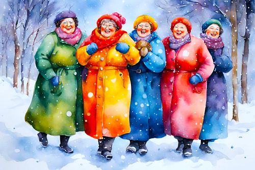 gezellige dames in de winter