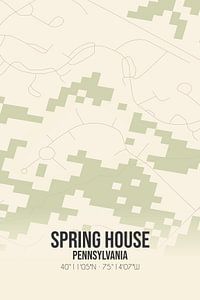 Vintage landkaart van Spring House (Pennsylvania), USA. van Rezona