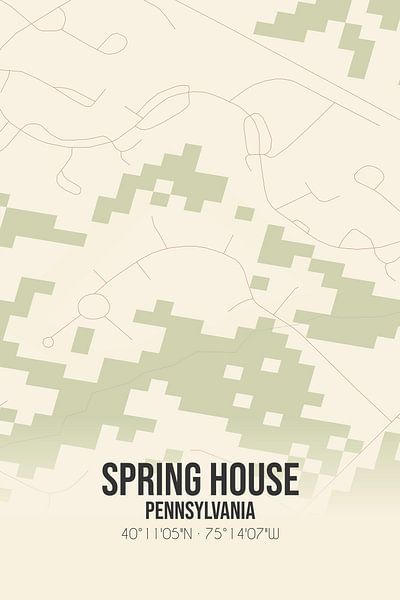Vintage map of Spring House (Pennsylvania), USA. by Prints of Place
