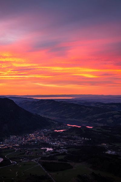 Sunset over Immenstadt from Grünten by Leo Schindzielorz