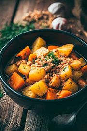 Soupe de légumes d'automne en barquette sur Poster Art Shop